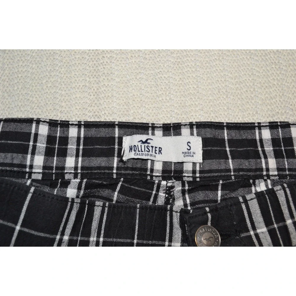 Hollister Plaid Trousers Womens‎ Small Black White Excellent Preppy Casual Bold
